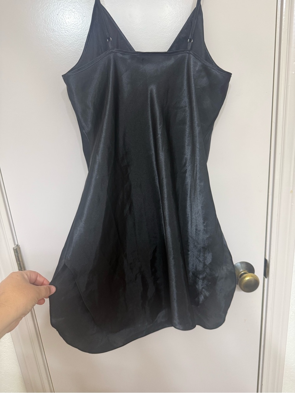Victoria's Secret GOLD LABEL Black Satin Slip Gown with Bow Accent - Picture 4 of 5